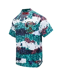 Freeze Max Men's Green Peanuts Snoopy Pixel Camo Button-Up Shirt