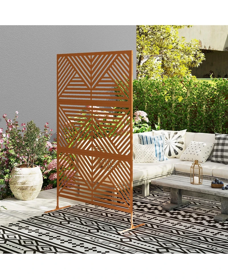 Outsunny Metal Outdoor Privacy Screen Outdoor Divider Trellis Rhombus