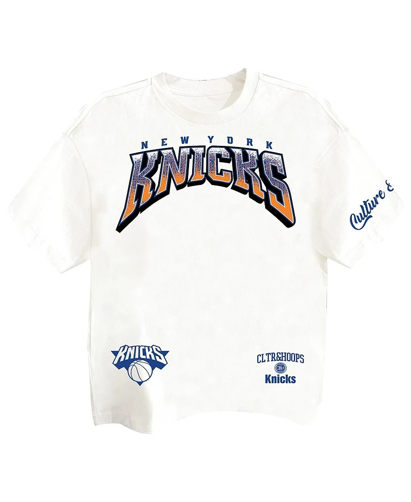 Two Hype Men's White New York Knicks Drip Dime Collection Premium T-Shirt