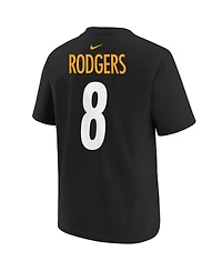 Outerstuff Big Boys and Girls Aaron Rodgers Black Pittsburgh Steelers Player Name Number T-Shirt