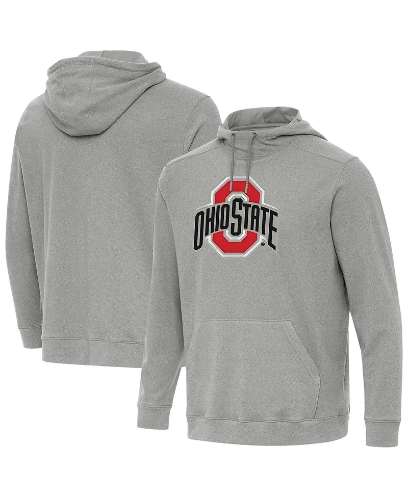 Antigua Men's Heather Gray Ohio State Buckeyes Cloud Pullover Hoodie