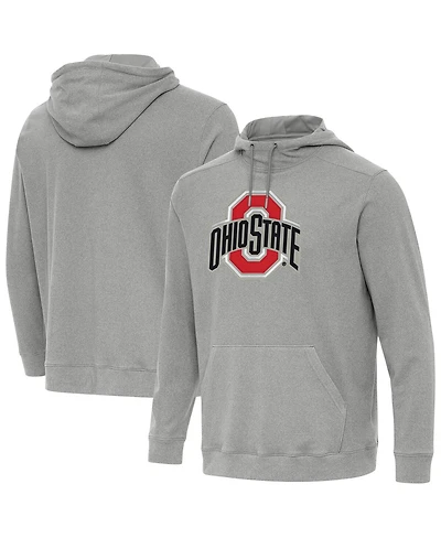 Antigua Men's Heather Gray Ohio State Buckeyes Cloud Pullover Hoodie