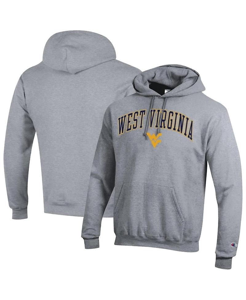 Champion Men's Heather Gray West Virginia Mountaineers Arch Over Logo Pullover Hoodie