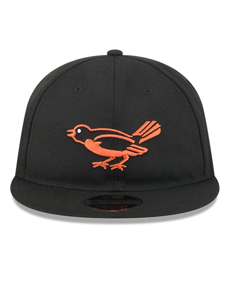 New Era Men's Black Baltimore Orioles Baseball Hall of Fame Retro Crown 9FIFTY Adjustable Hat