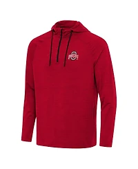 Antigua Men's Heather Red Ohio State Buckeyes Spikes Quarter-Zip Hoodie