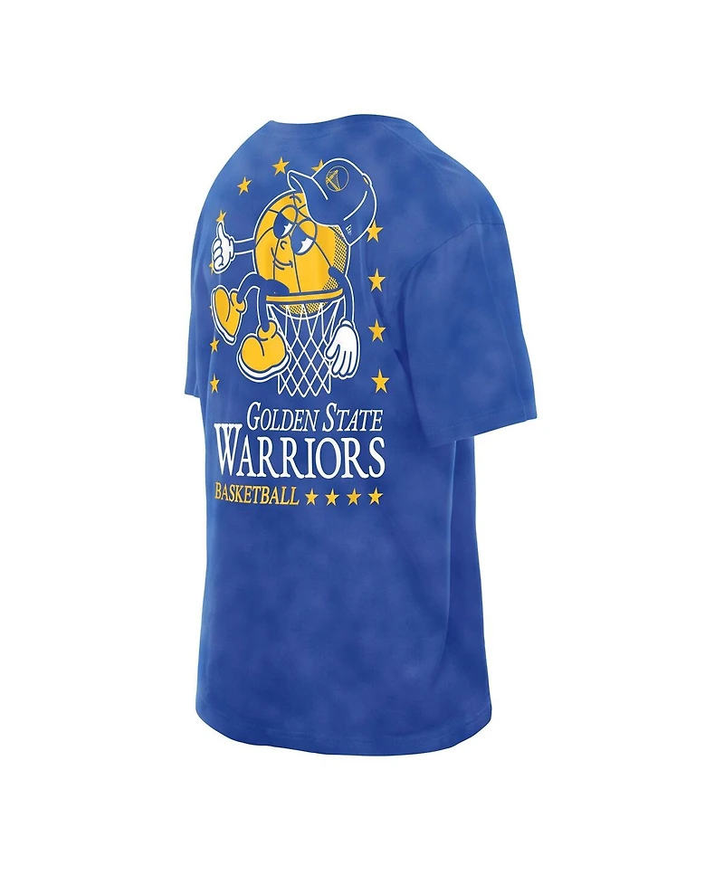 New Era Men's Royal Golden State Warriors Old School Sport Enzyme Wash Oversized T-Shirt