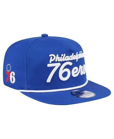 New Era Men's Royal Philadelphia 76ers Team Text Golfer Snapback Hat