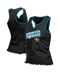 New Era Women's Black Jacksonville Jaguars Lettuce Hem Notch Neck Tri-Blend Tank Top