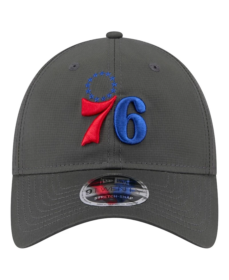 New Era Men's Charcoal Philadelphia 76ers Active Ripstop 9TWENTY Adjustable Hat