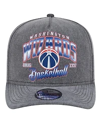New Era Men's Charcoal Washington Wizards Throwback Washed Pre-Curved 9FIFTY Snapback Hat