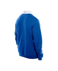 New Era Men's Royal Chicago Cubs Throwback Prep Color Block Rugby Polo Shirt