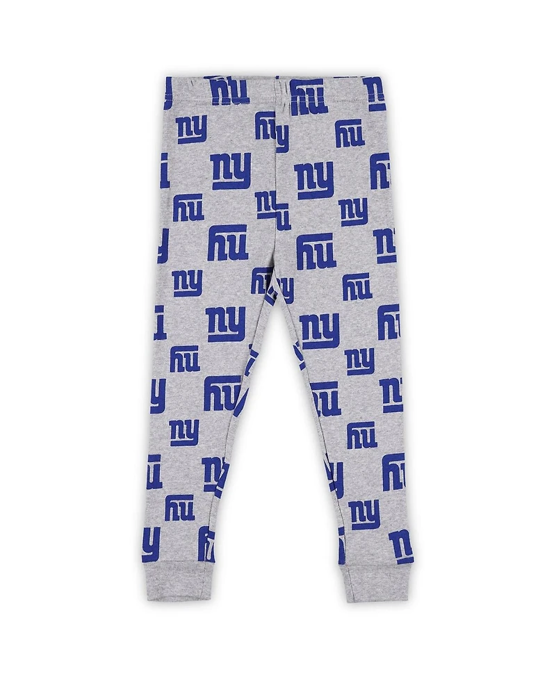 Outerstuff Toddler 2-Piece Heather Gray New York Giants Long Sleeve T-Shirt and Pants Sleep Set