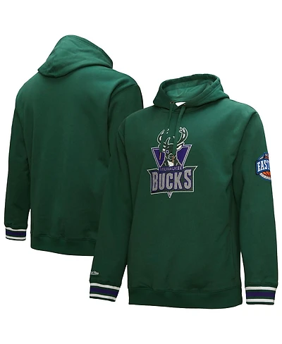 Mitchell & Ness Men's Hunter Green Milwaukee Bucks Hardwood Classics Chainstitch Vintage Heavyweight Pullover Hoodie