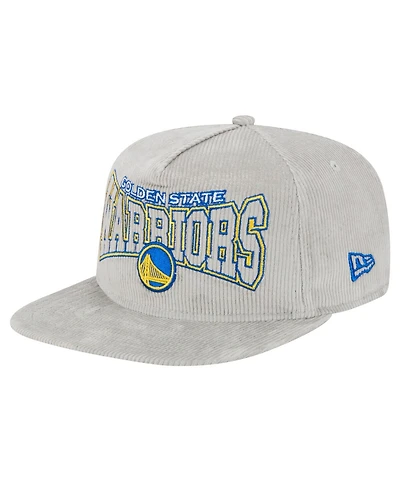 New Era Men's Gray Golden State Warriors Throwback Corduroy Golfer Snapback Hat