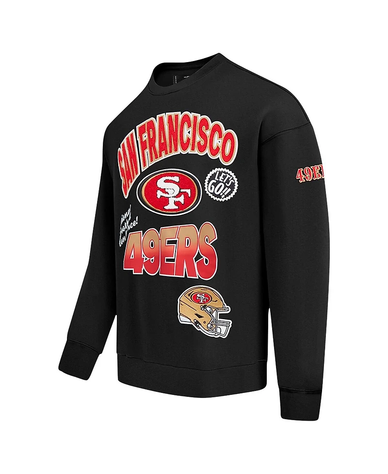 Pro Standard Men's Black San Francisco 49ers Turn It Up Drop Shoulder Pullover Sweatshirt