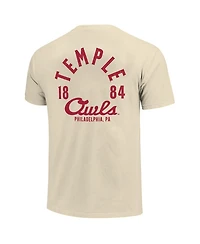 Image One Men's Cream Temple Owls Comfort Colors Mascot Overlay T-Shirt