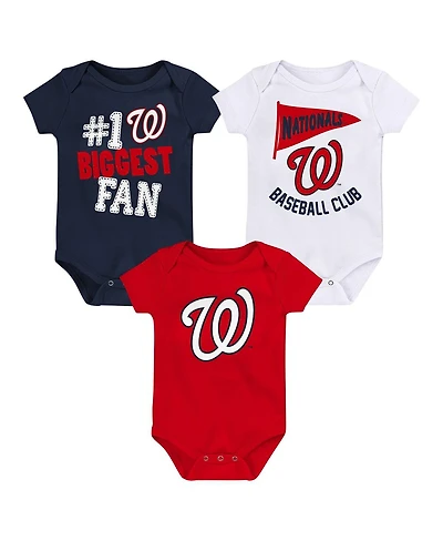 Outerstuff Baby Boys and Girls 3-Pack Washington Nationals Fan Pennant Bodysuit Set