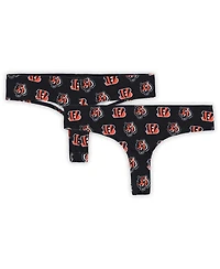 Concepts Sport Women's Black Cincinnati Bengals Record Allover Print Knit Thong