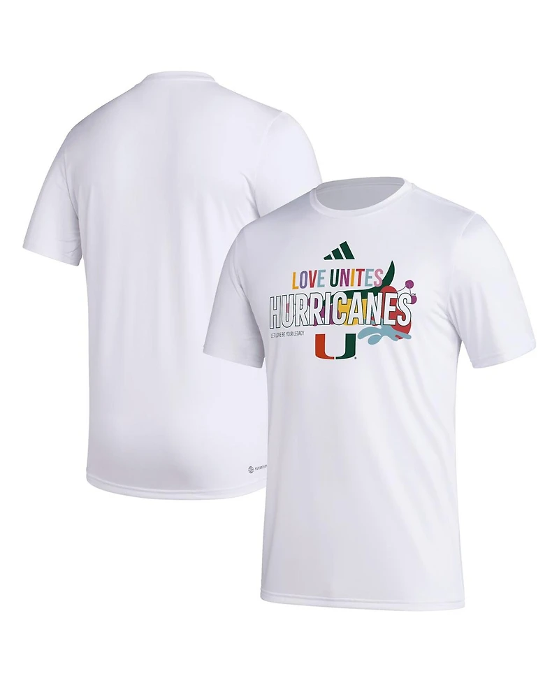 Adidas x Rich Mnisi Pride Collection Men's White Miami Hurricanes Pregame Aeroready T-Shirt