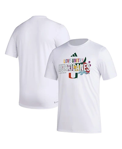 Adidas x Rich Mnisi Pride Collection Men's White Miami Hurricanes Pregame Aeroready T-Shirt