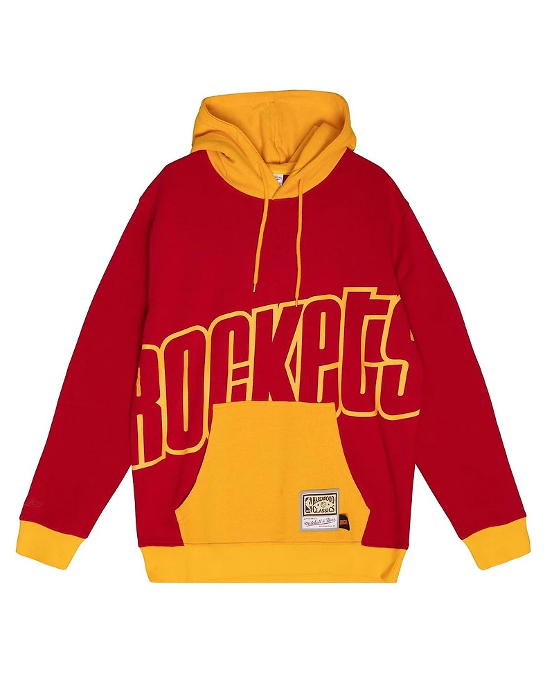 Mitchell & Ness Men's Red Houston Rockets Hardwood Classics Big Face 5.0 Pullover Hoodie