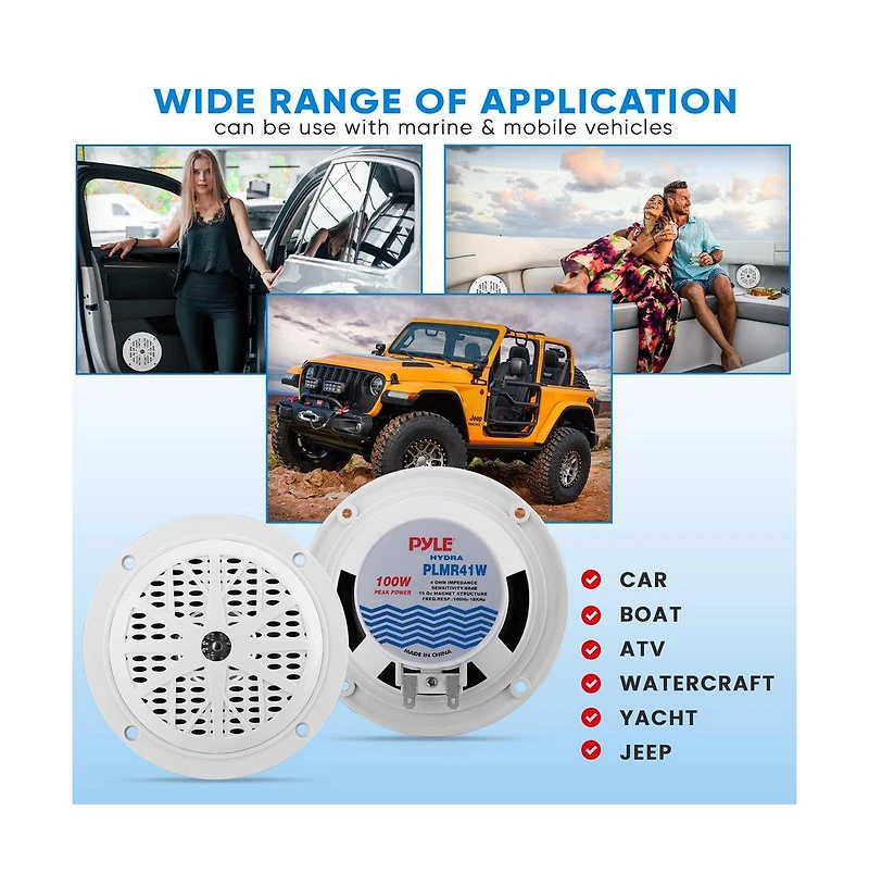 Pyle 4'' Waterproof Stereo Speaker System