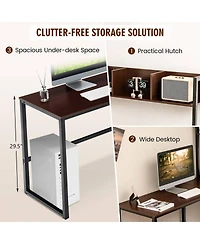 Mecale Industrial L-Shaped Desk Bookshelf 55 Inch Corner Computer Gaming Table