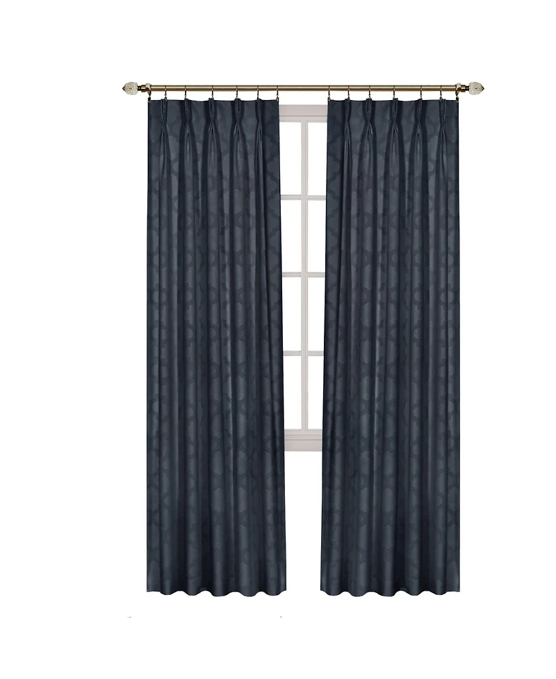 Kate Aurora 2 Pack Windsor Pinch Pleat/Rod Pocket/Back Tab Quatrefoil Window Curtain Panels