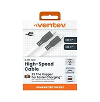Ventev Flat Usb C to Usb C High Speed Tangle-Free 3 Foot Cable