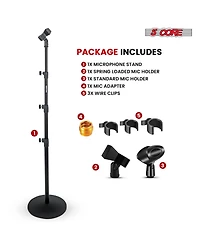 5 Core Mic Stand Floor Pair Adjustable Heavy Weight Microphone Stands Round Base
