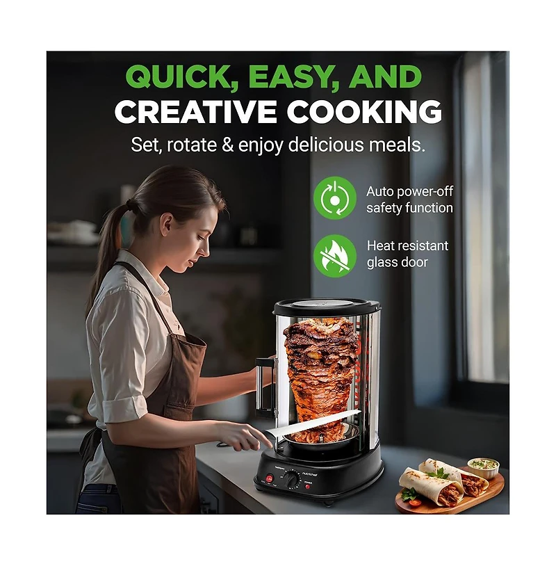 NutriChef Vertical Rotisserie Oven - Rotating Kebob Cooker