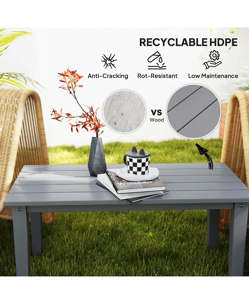 Outsunny Hdpe Outdoor Table, Recgle Slatted Patio