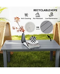 Outsunny Hdpe Outdoor Table, Recgle Slatted Patio