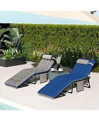 Outsunny Outdoor Lounge Chairs, Reclining Folding Chaise Lounge, /