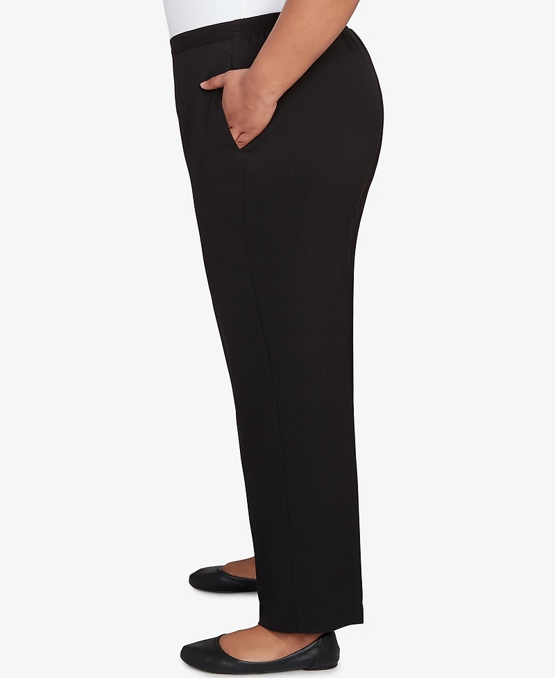 Alfred Dunner Plus As Usual Textured Pull On Elastic Medium Length Pants