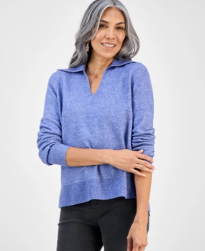 Style & Co Petite Lux Johnny-Collar Sweater, Macy's Exclusive