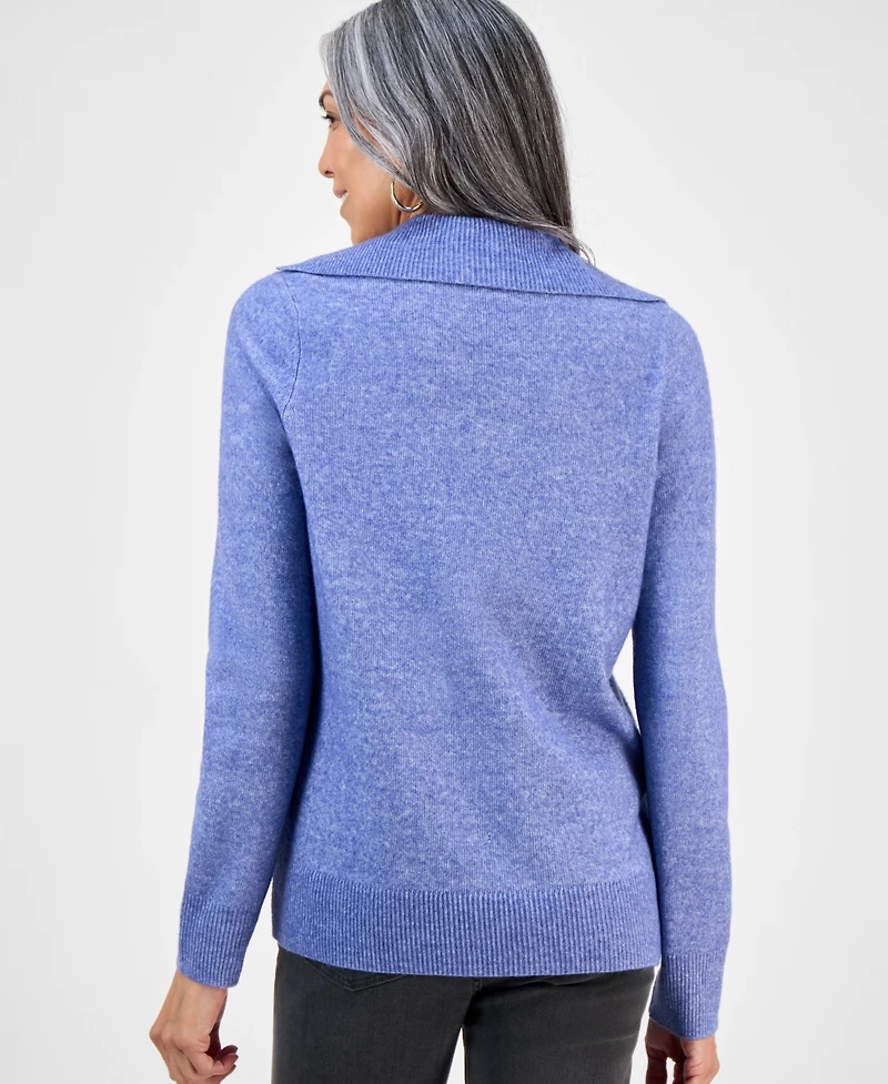 Style & Co Petite Lux Johnny-Collar Sweater, Macy's Exclusive