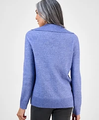 Style & Co Petite Lux Johnny-Collar Sweater, Macy's Exclusive