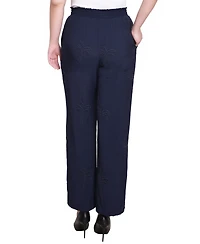 Ny Collection Petite Pull On Pants with Embroidery