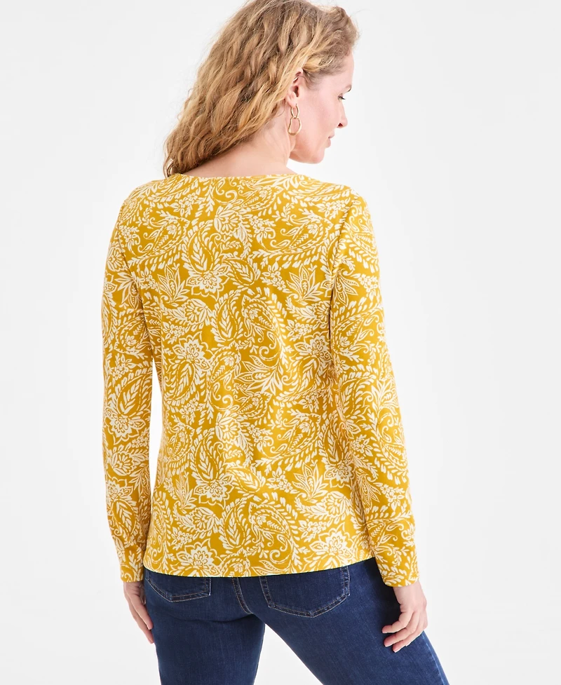 Style & Co Petite Paisley-Print Scoop-Neck Top, Macy's Exclusive