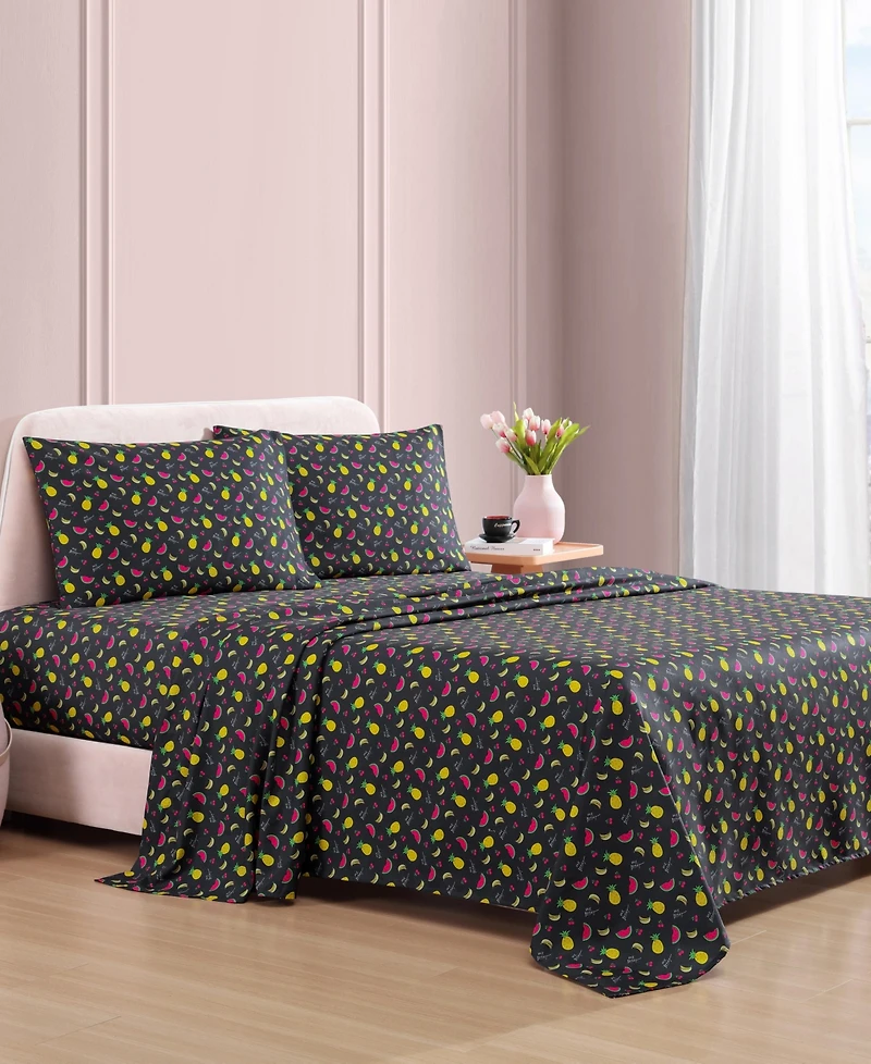 Betsey Johnson Silky Microfiber Printed 3-Pc. Sheet Set, Twin