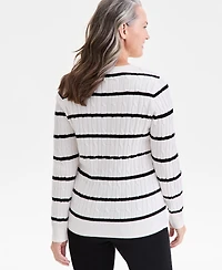 Style & Co Women's Cotton Cable-Knit Crewneck Sweater, Created for Macy's