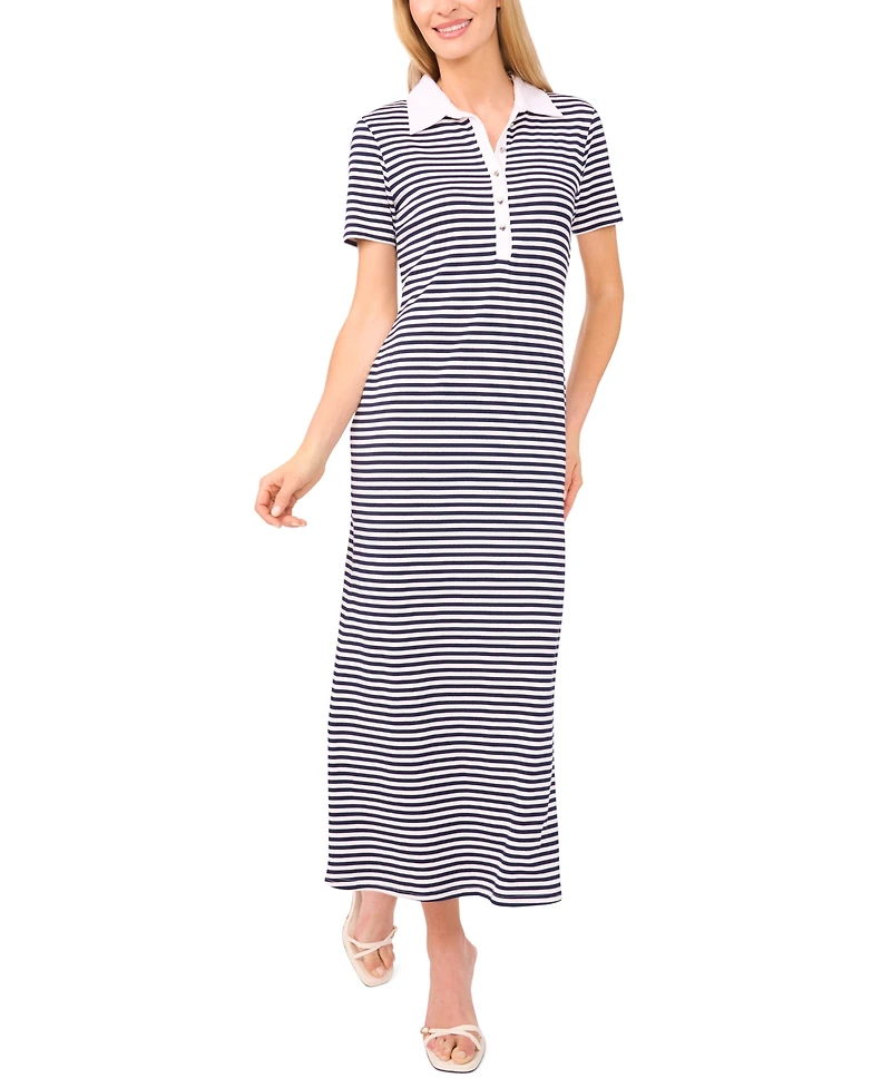 CeCe Women's Maxi Polo Style Shirt Dress