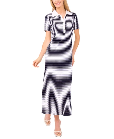 CeCe Women's Maxi Polo Style Shirt Dress