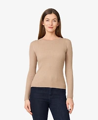 Melissa Paige Women's Crewneck Ribbed-Knit Sweater