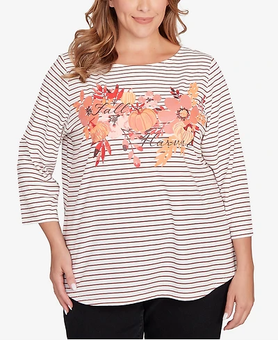 Ruby Rd. Plus Fall Harvest Striped Knit Top