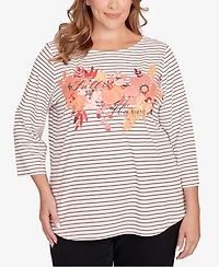 Ruby Rd. Plus Fall Harvest Striped Knit Top