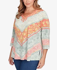 Ruby Rd. Plus Embellished Floral Knit Top