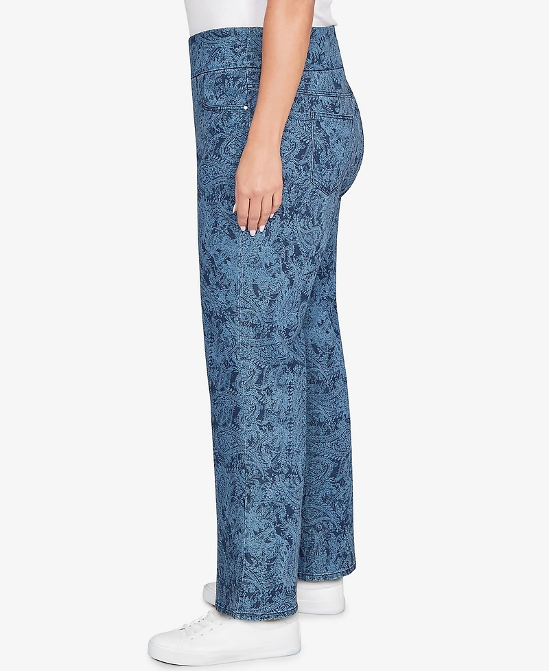 Ruby Rd. Plus Paisley Stretch Denim Pull-On Ankle Jeans