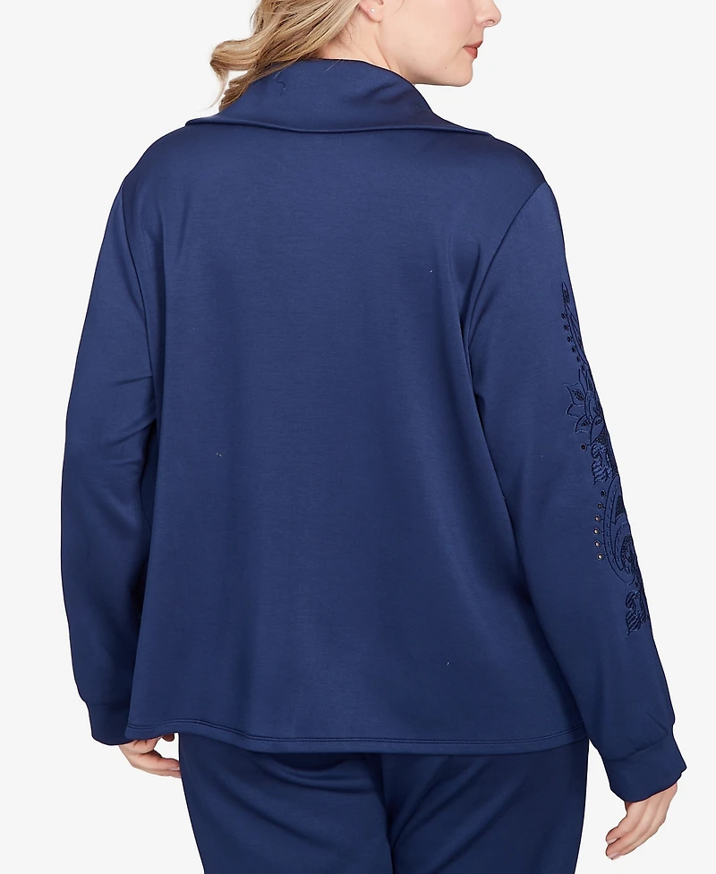 Ruby Rd. Plus Embroidered Floral Cutout Snap Jacket